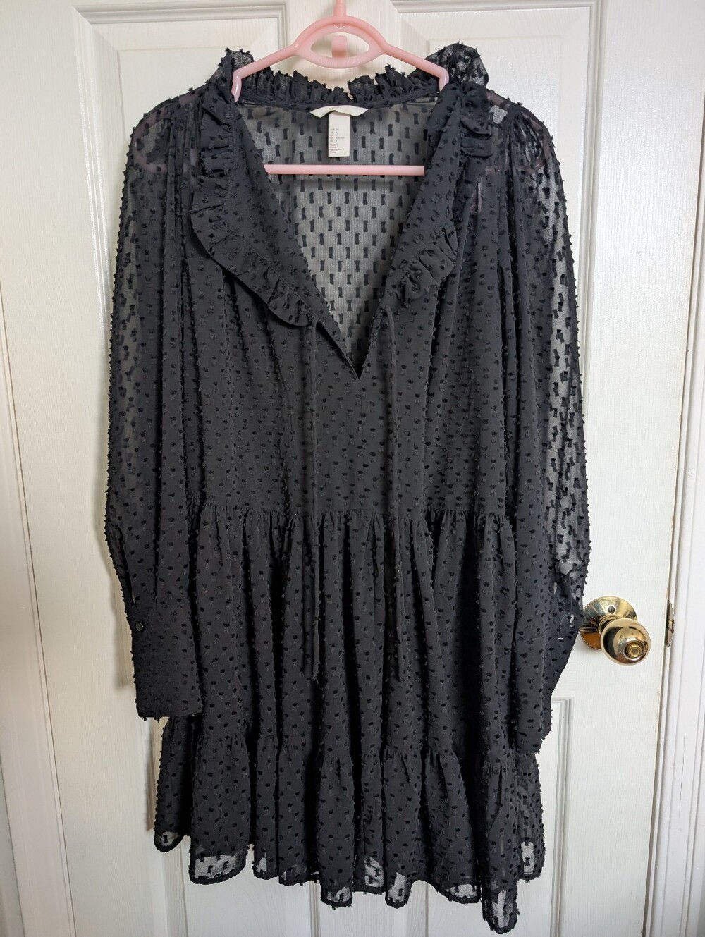 H&M | Long Sleeve Textured Sheer Dress